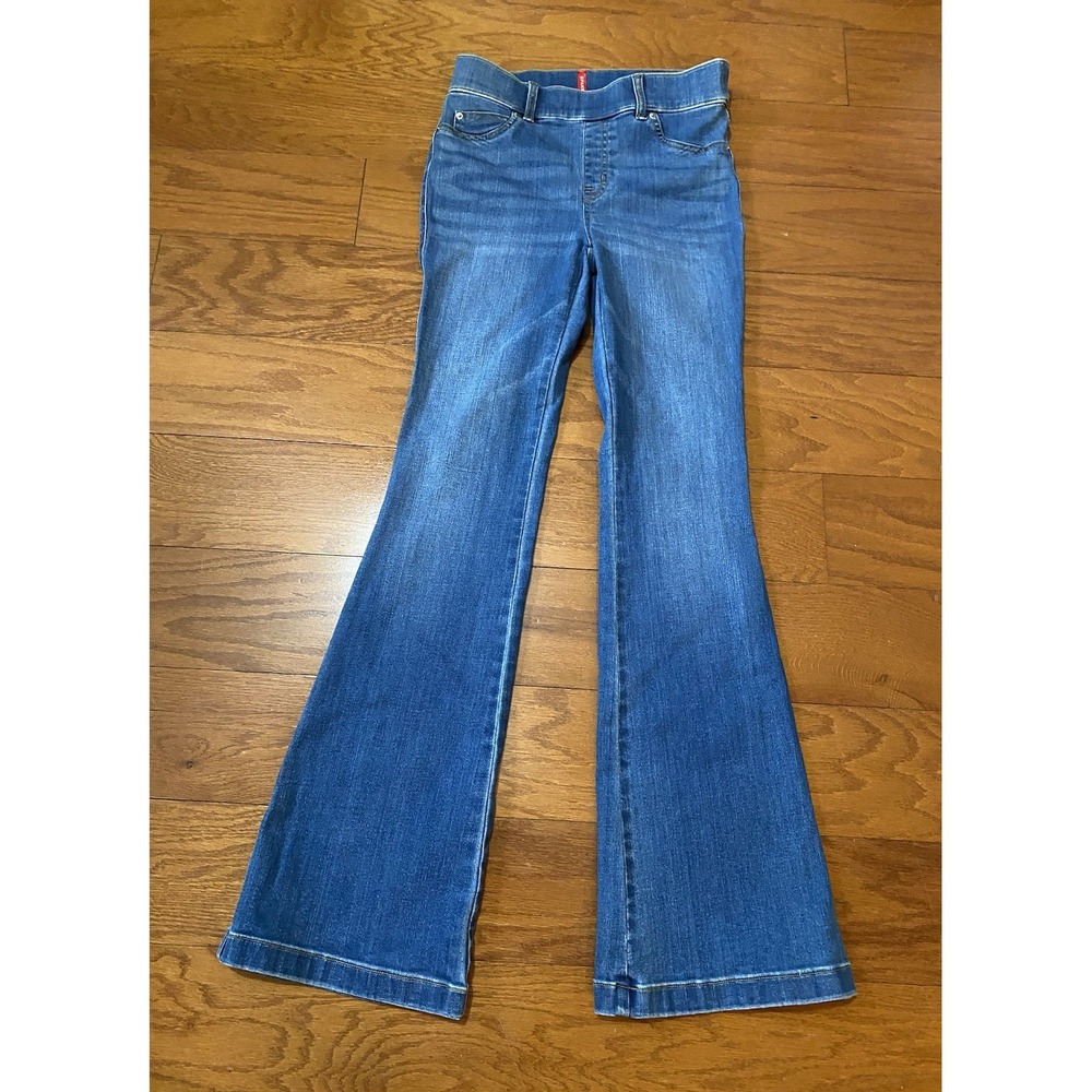 SPANX VINTAGE INDIGO FLARE Medium Blue pull-on Jeans #20456Q-Sz Small Excellent